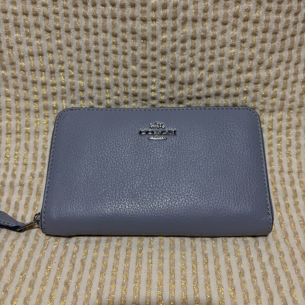 Coach Light Blue Zip-Around Wallet
